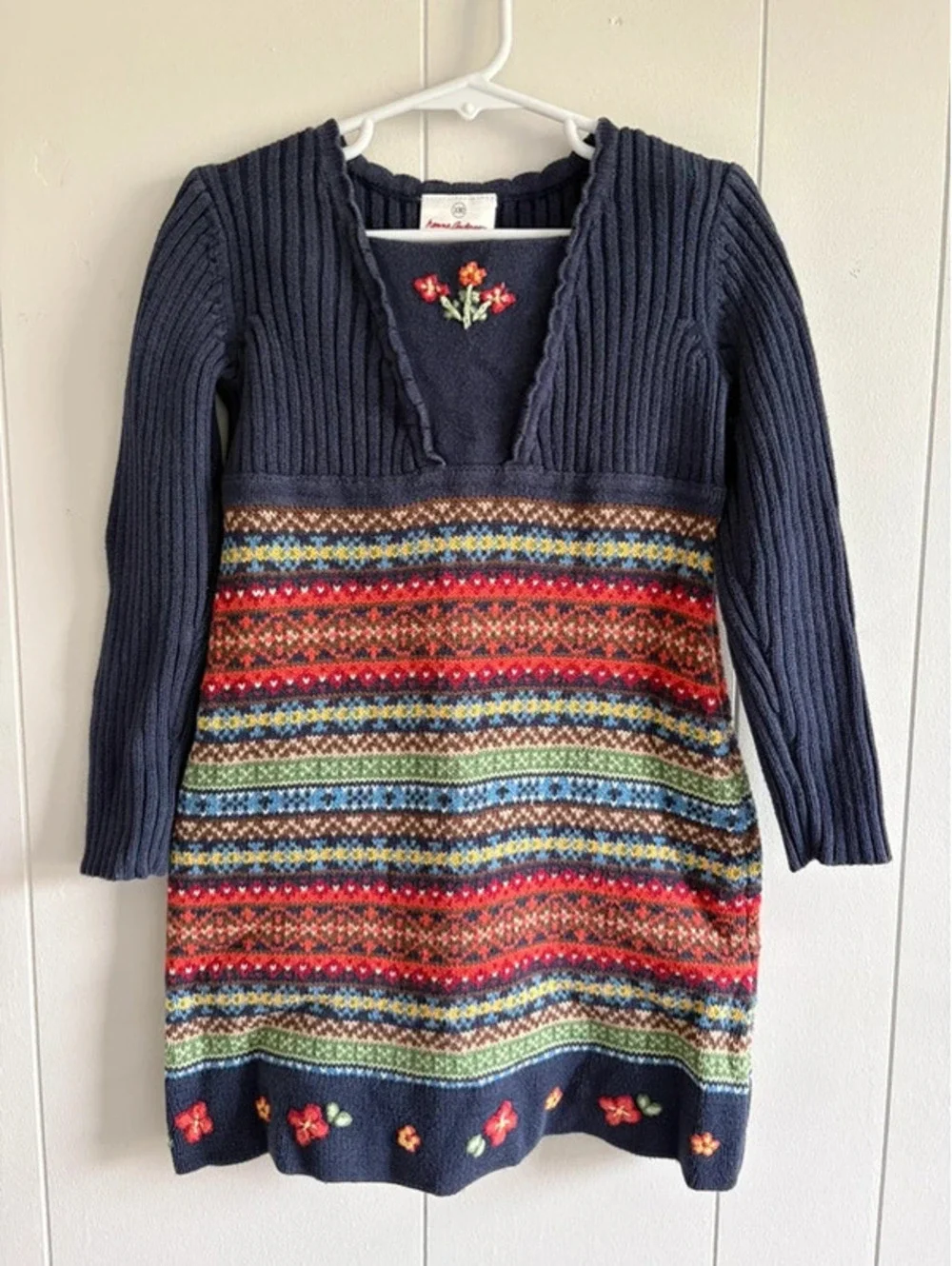 Vintage Knit Girl Hanna Andersson Long Sleeve Dress size 100 or 4/5